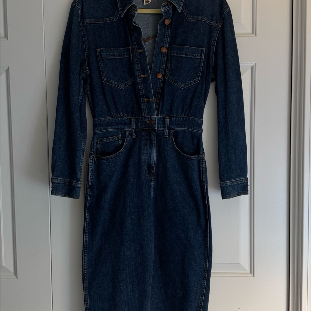 Madewell Dark Denim Long Sleeve Dress